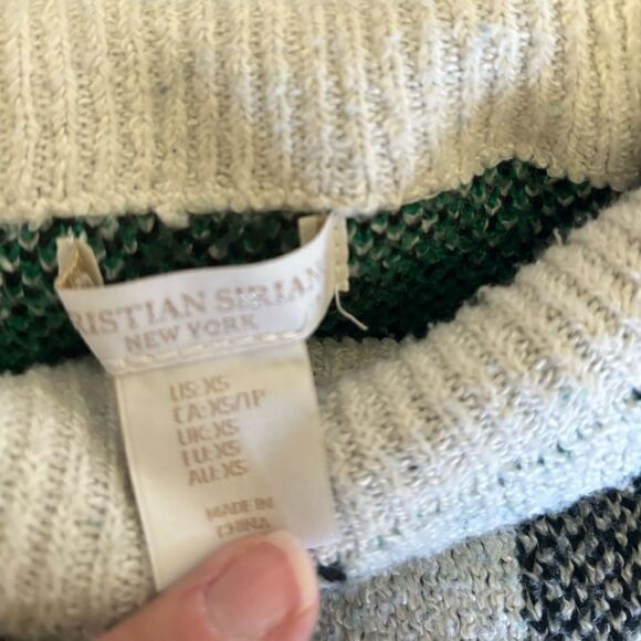 Christian Soriano black white and green plaid turtleneck sweater XS - Picture 3 of 8